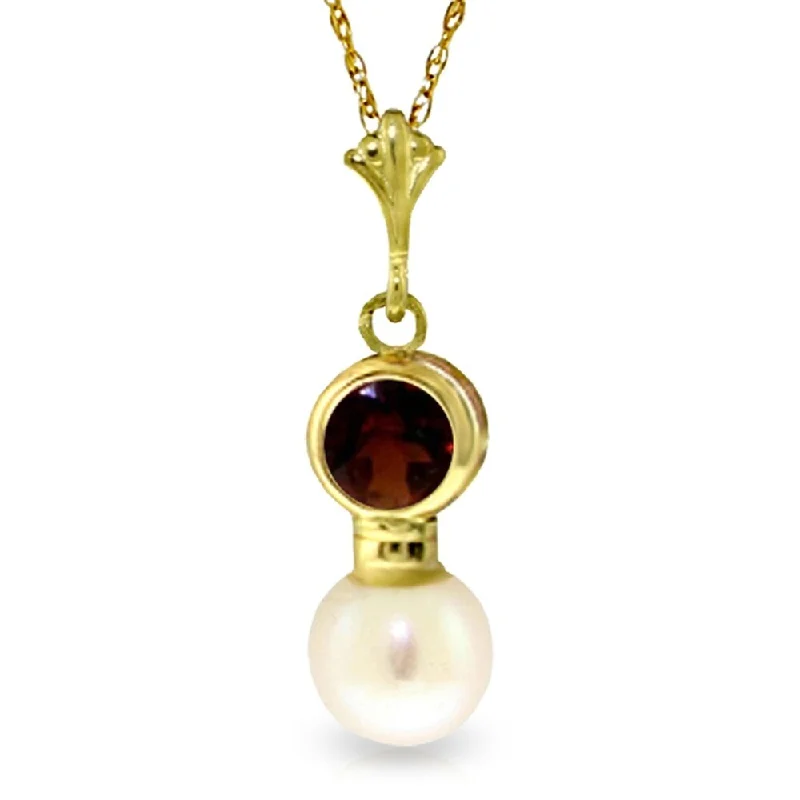 Vintage locket necklaces-2.48 Carat 14K Gold Immortality Garnet Pearl Necklace