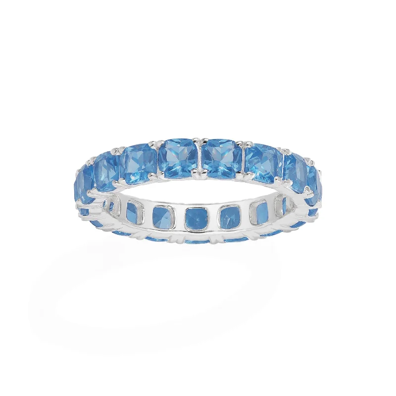 Carved name rings-Lagoon Blue Square Ring