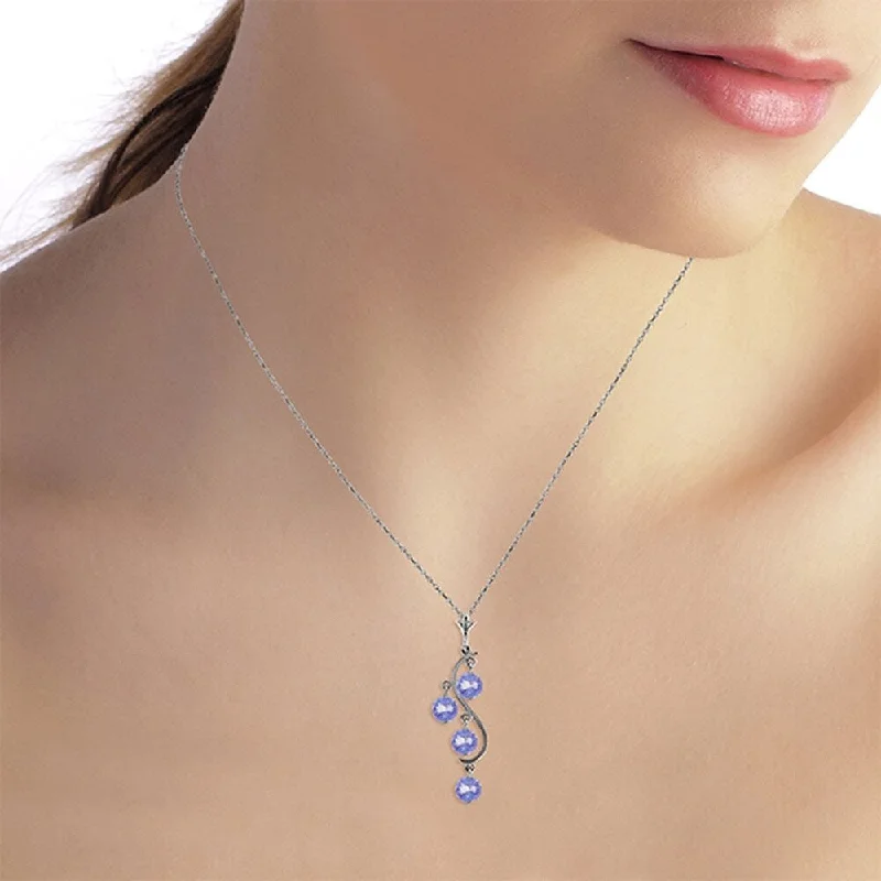 Fine thread necklaces-2 Carat 14K White Gold Holding On Tanzanite Necklace