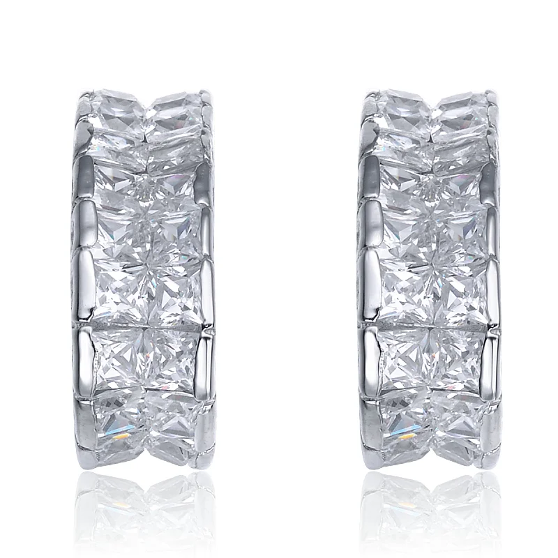 Tiny gem earrings-Renée Zirconia Hoop Earrings