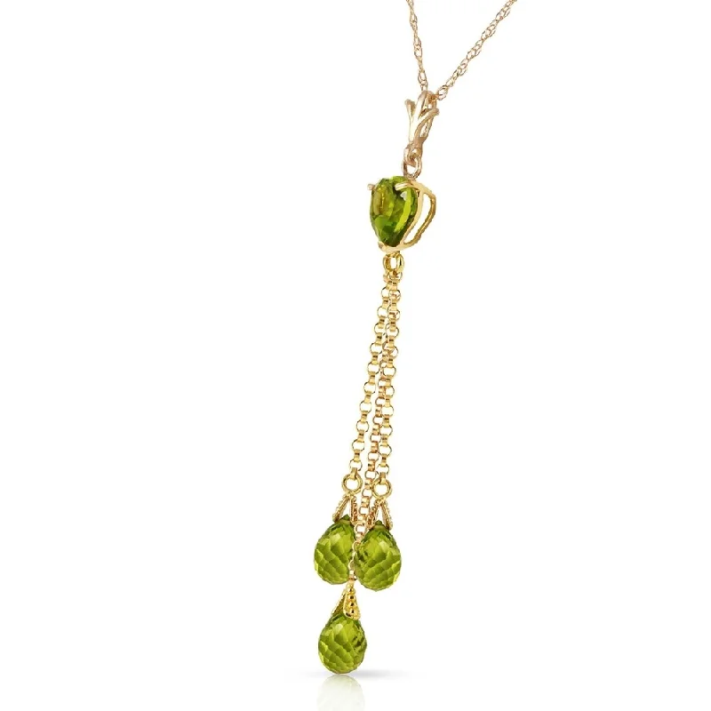 Haze glass necklaces-4.75 CTW 14K Solid Gold Barocco Peridot Necklace