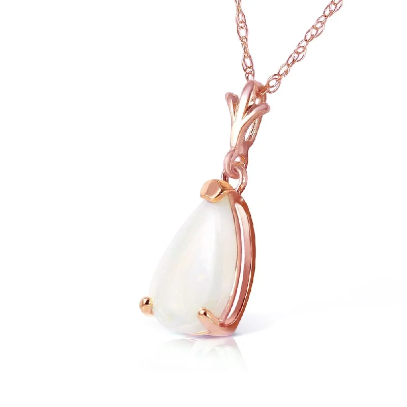 Elastic bead necklaces-0.77 Carat 14K Solid Rose Gold Necklace Natural Opal