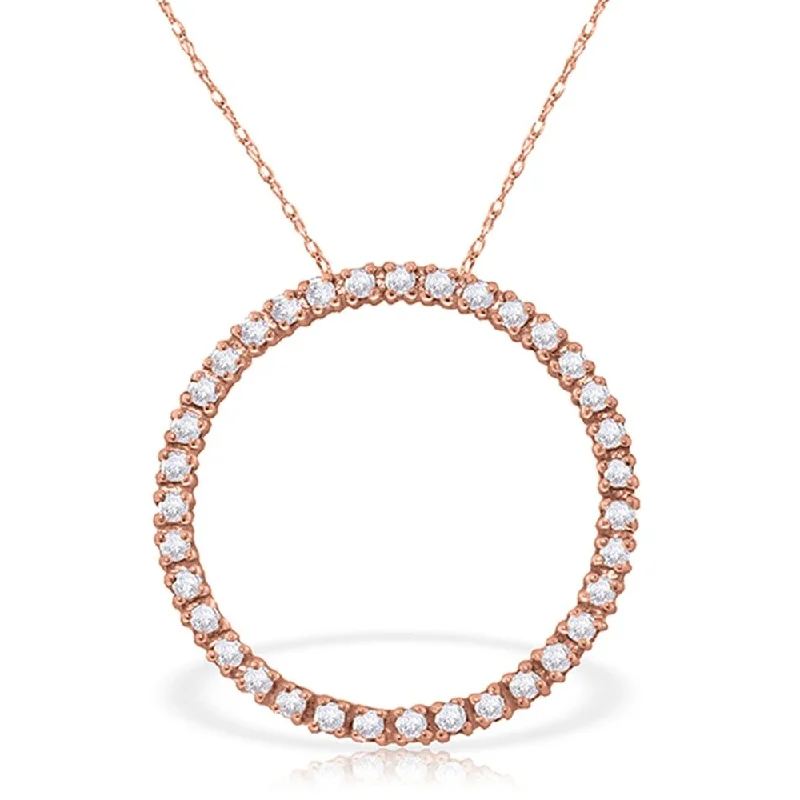 Coiled thread necklaces-14K Rose Gold Diamonds Circle of Love Gemstone Necklace