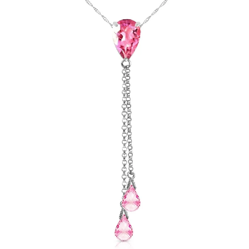 Citrine pendant necklaces-3.75 Carat 14K White Gold Necklace Pink Topaz