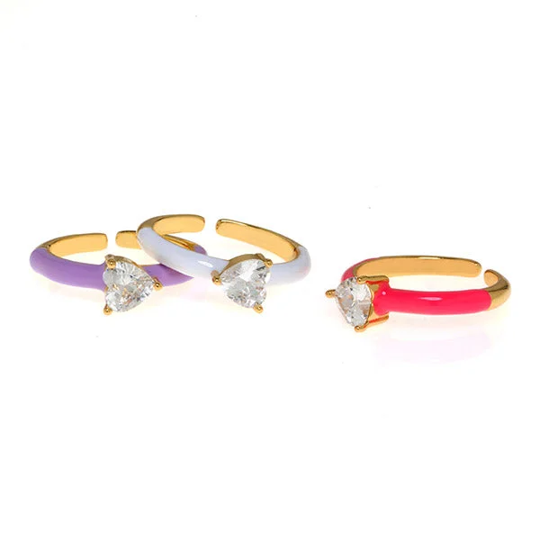 Vivid druzy rings-Heart Enamel Ring