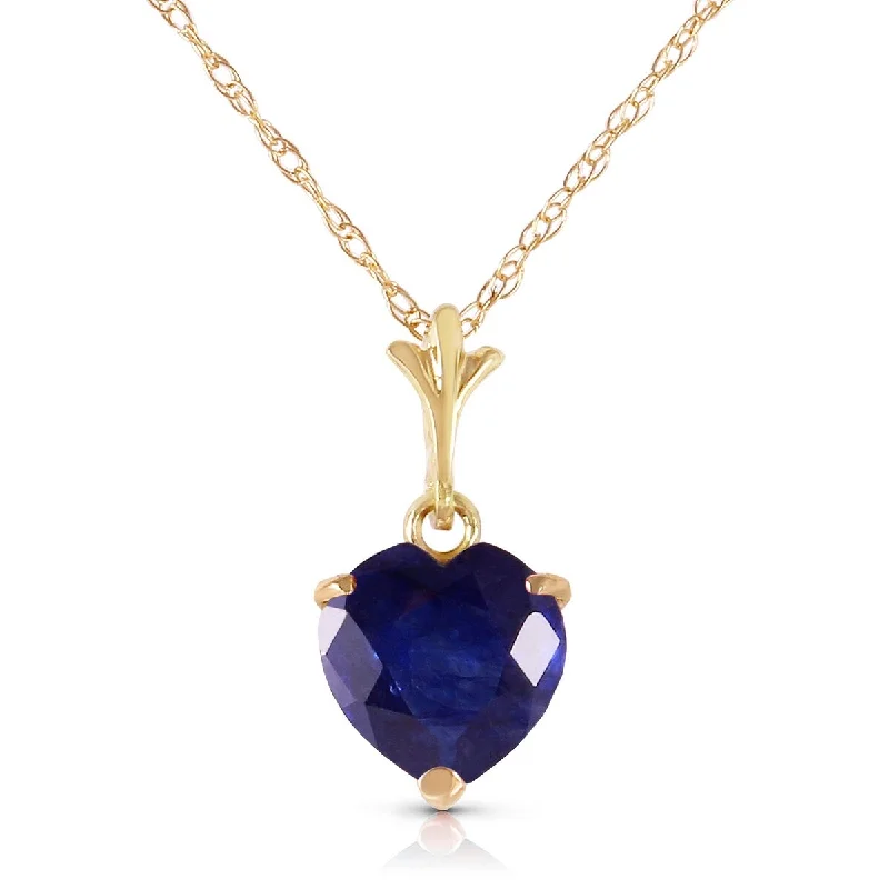 Astro charm necklaces-1.55 Carat 14K Solid Gold Gemstone Necklace Natural Heart Sapphire