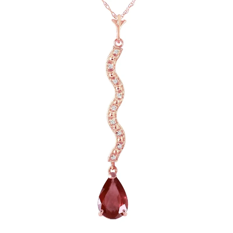 Wave motif necklaces-1.79 Carat 14K Solid Gold Lightening Strikes Ruby Diamond Necklace