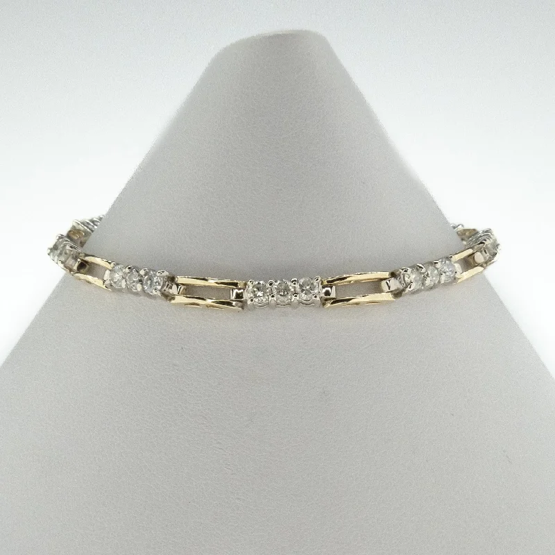 Mesh charm bangles-2.50ctw Multi Diamond 7" Tennis Bracelet in 14K Two Tone Gold