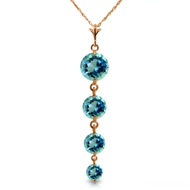 Oval stone necklaces-14K Rose Gold Blue Topaz Necklace Genuine New