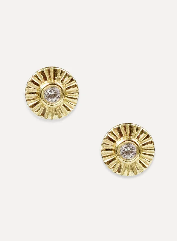 Silk thread earrings-Sunburst Studs