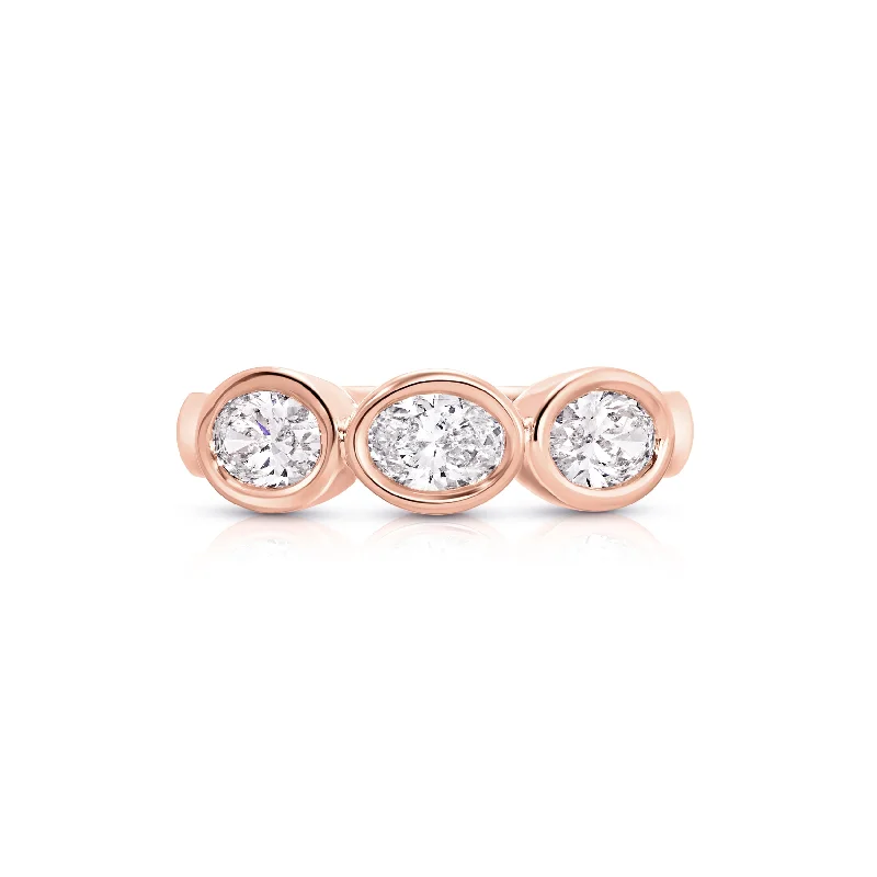 Heavy stone rings-Oval Trio Pinky Ring