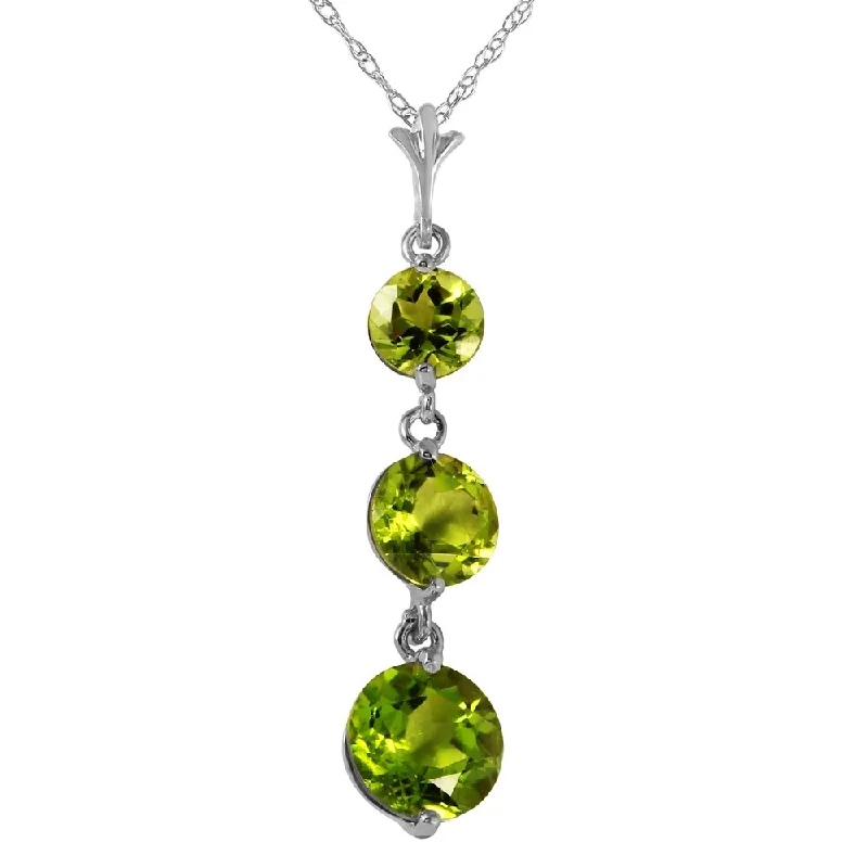 Citrine drop necklaces-3.6 Carat 14K White Gold Necklace Natural Peridot