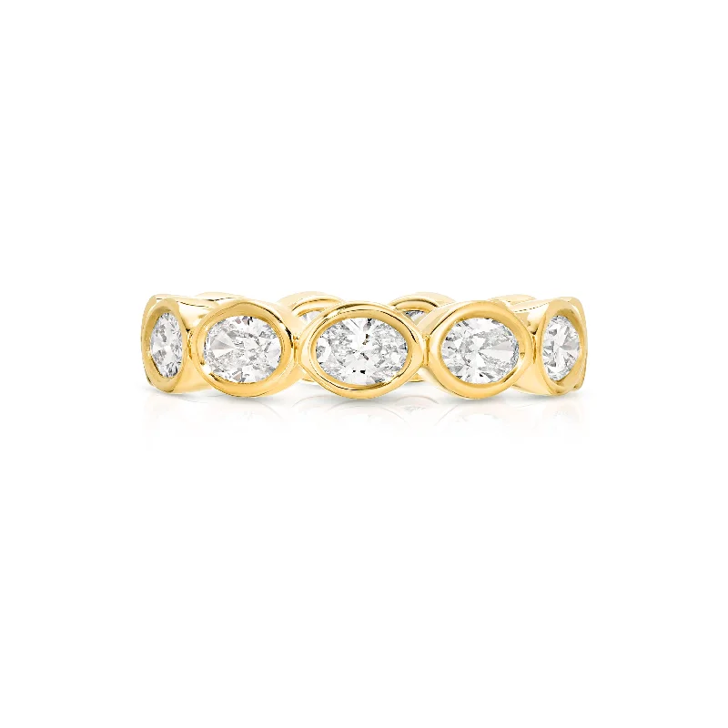 Light filigree rings-East West Bezel Oval Eternity Band