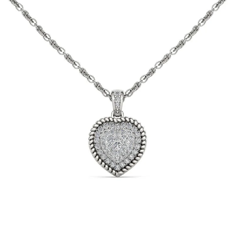 Retro charm necklaces-De Couer 10K White Gold 1/4ct TDW Diamond Cluster Heart Necklace - White H-I