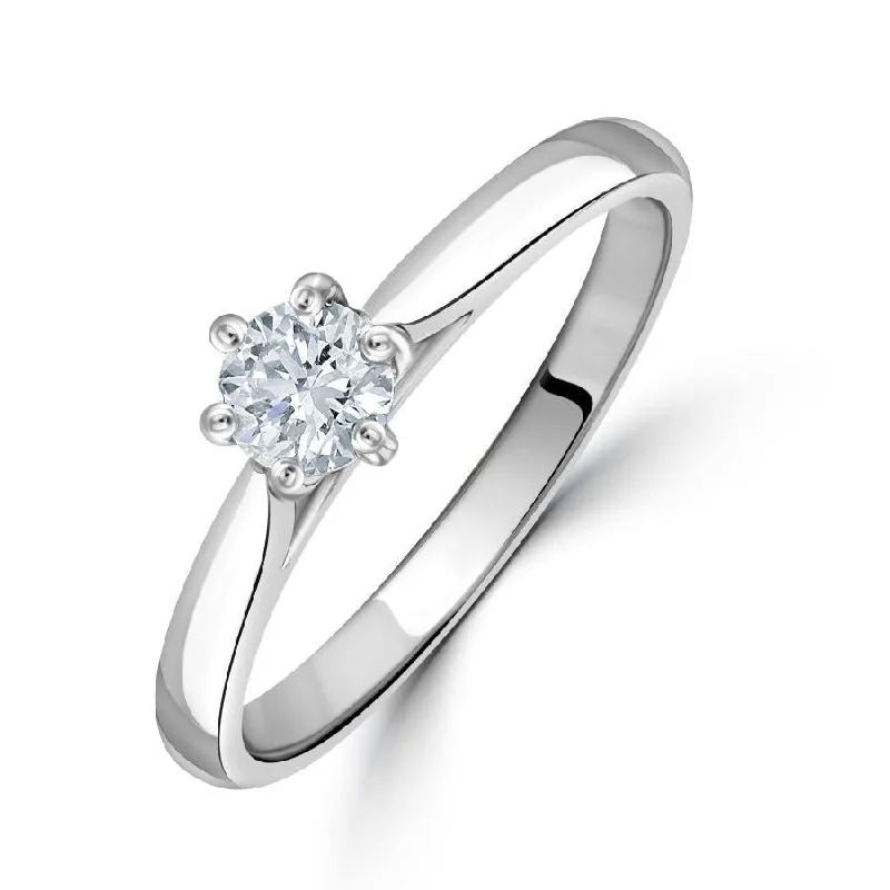 Tiered shank engagement rings-0.30ct Round Brilliant Cut Diamond Solitaire Platinum Ring