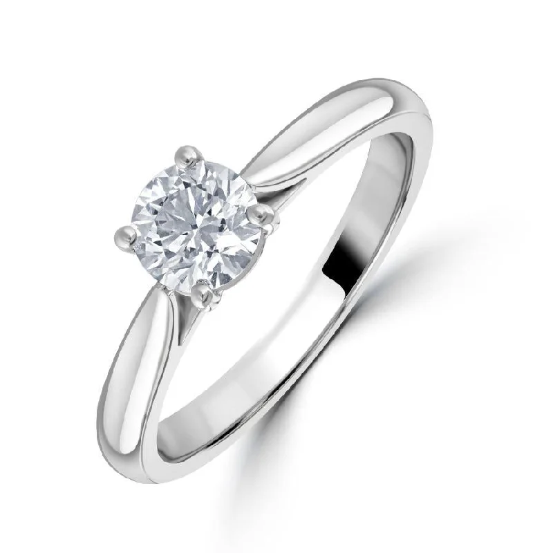 Worn gold engagement rings-0.62ct Round Brilliant Cut Diamond Solitaire Platinum Ring