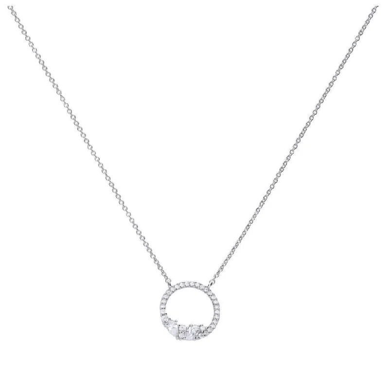 Hand-polished engagement rings-Silver Cubic Zirconia Loop Cluster Necklace