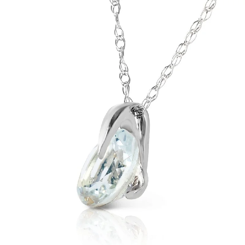 Light filigree necklaces-0.65 Carat 14K Solid White Gold Best Of Times Aquamarine Necklace