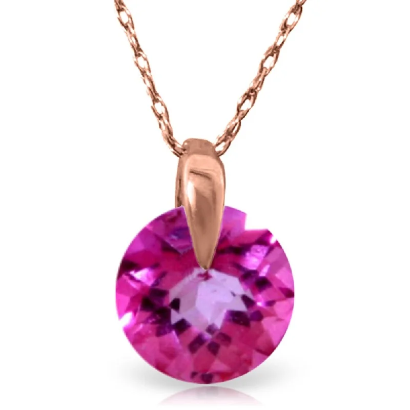 Bali style necklaces-1 CTW 14K Solid Rose Gold Sundisk Pink Topaz Necklace