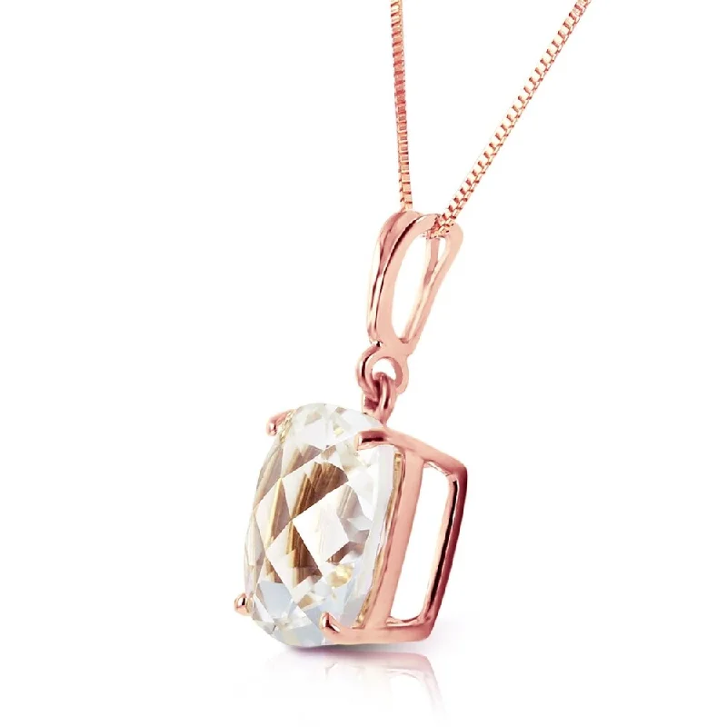 Luxe gem necklaces-3.6 Carat 14K Solid Rose Gold Necklace Natural Checkerboard Cut White Topaz