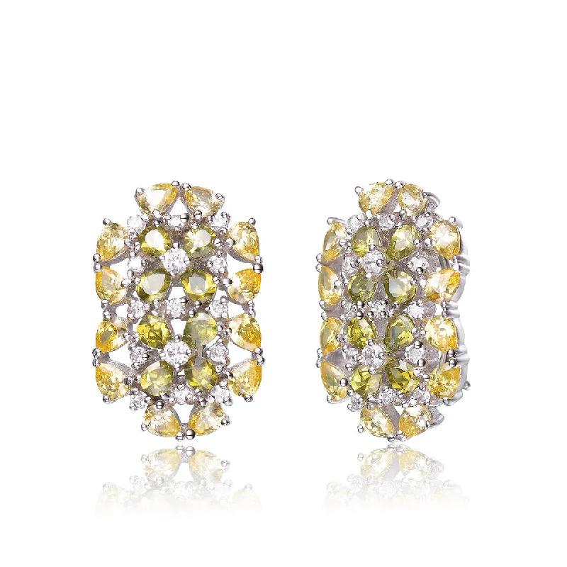 Dainty charm earrings-Justine Lemon And Peridot Cluster Earrings