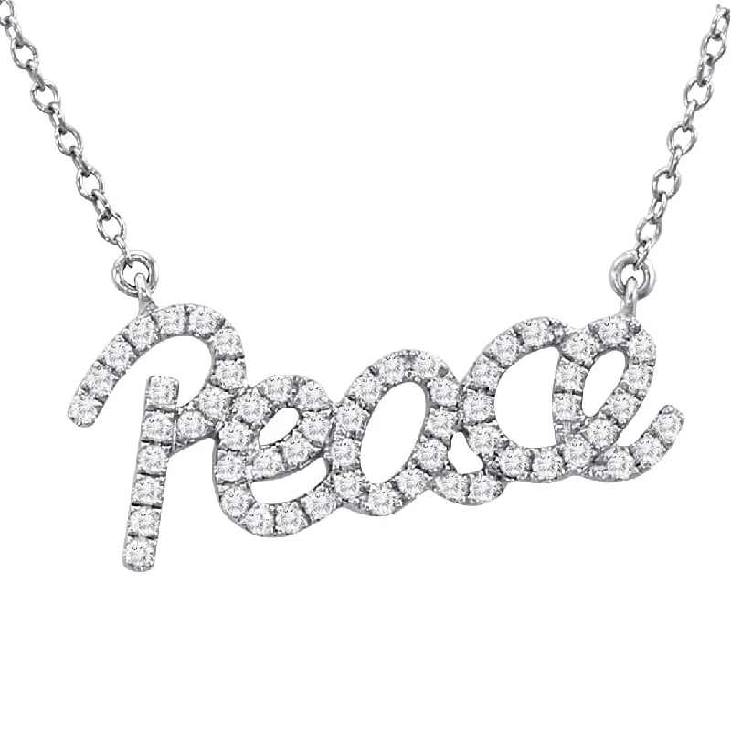 Surf motif necklaces-Marquee Sterling Silver 1/3ct TDW Diamond Peace Necklace