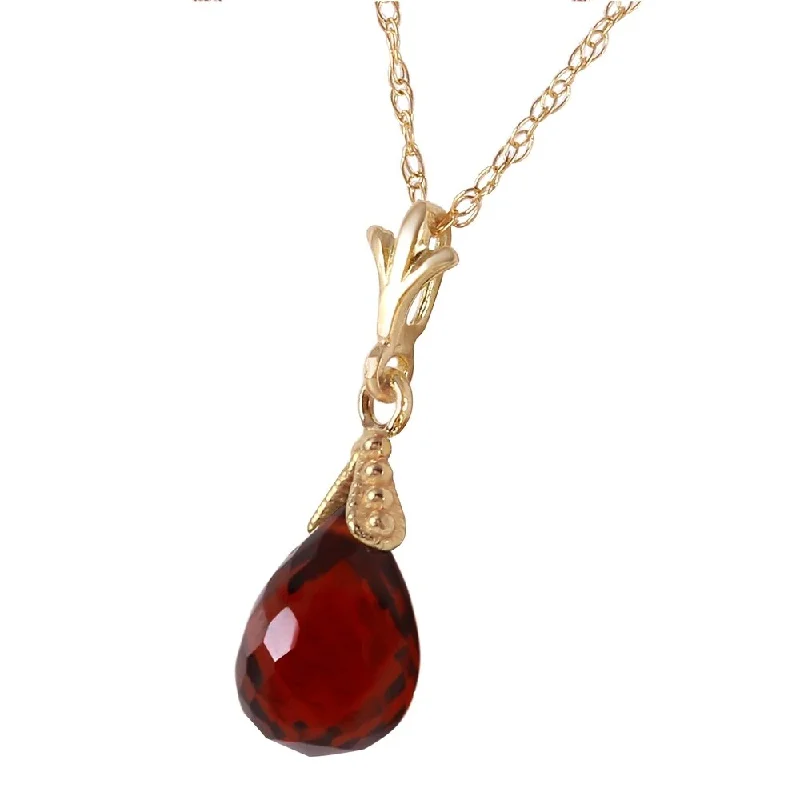 Vintage bead necklaces-2.5 Carat 14K Solid Gold Necklace Briolette Garnet