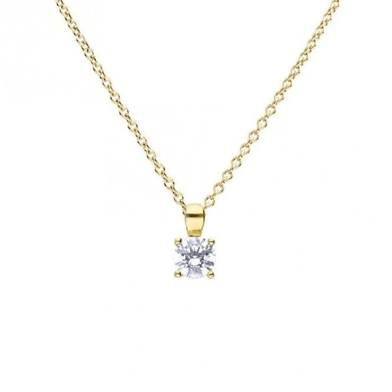 Small star engagement rings-Gold Plated Silver 0.75ct Cubic Zirconia Solitaire Pendant