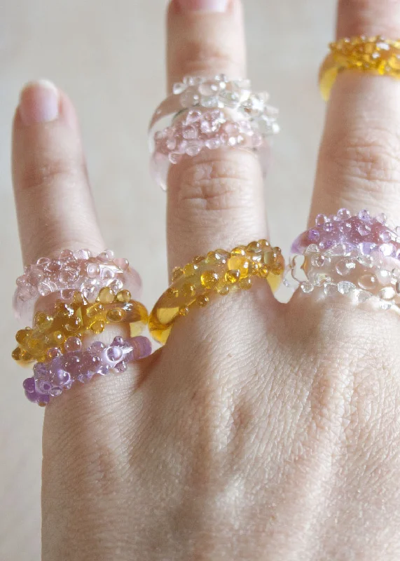 Fiber edge rings-Glass Dots Ring - Choose Your Color