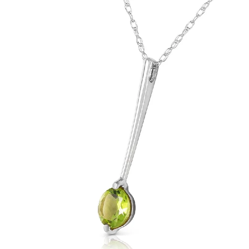 Silk cord necklaces-0.65 Carat 14K Solid White Gold Halo Peridot Necklace