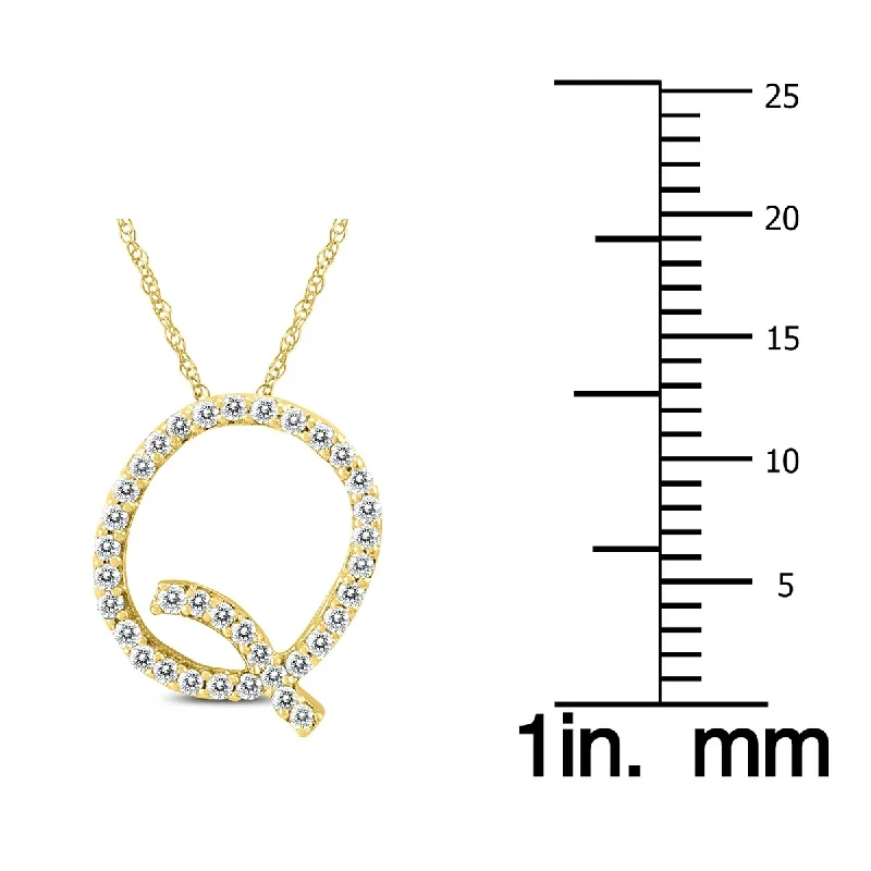 Fiber tassel necklaces-Marquee 1/5 Carat TW Q Initial Diamond Pendant Necklace in 10K Yellow Gold with Adjustable Chain