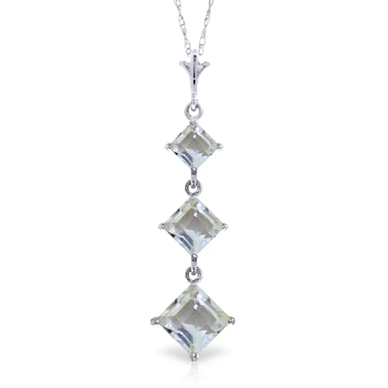 Slanted design necklaces-2.4 Carat 14K White Gold Sweet Harmony Aquamarine Necklace