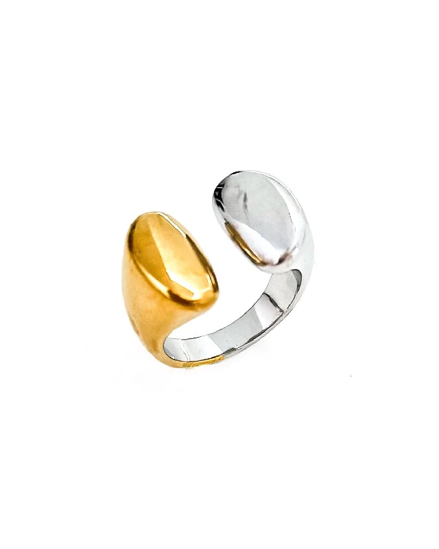 Matte band rings-Rayna Mixed Metal Ring