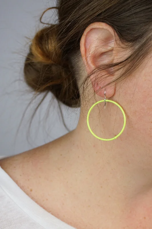 Curved gem earrings-Medium Evident Earrings in Neon Chartreuse