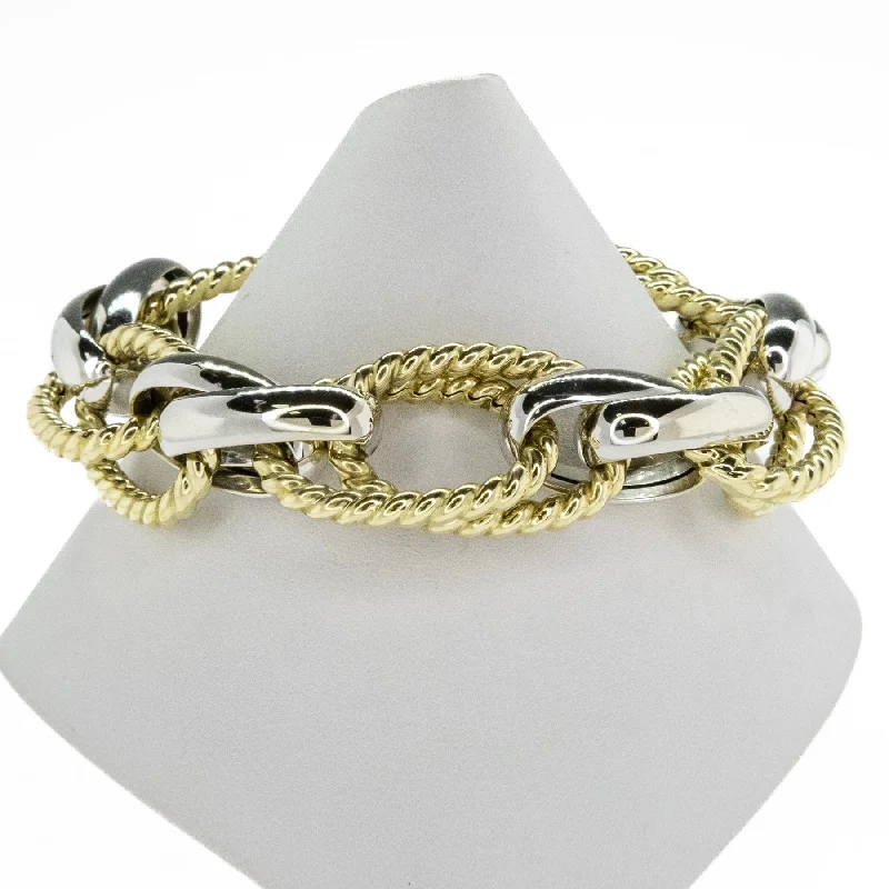 Chunky gem bangles-Hollow Gold Fashion Bracelet 8.7" in 14K Two Tone Gold