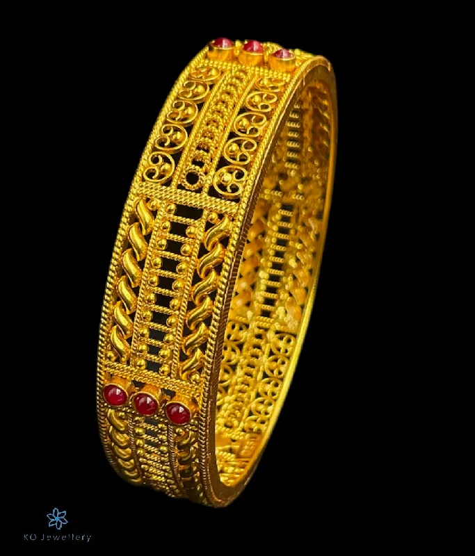 Chunky stone bangles-The Aditi Silver Filigree Bangle (Red/Size/2.2/2.4/2.6/2.8)