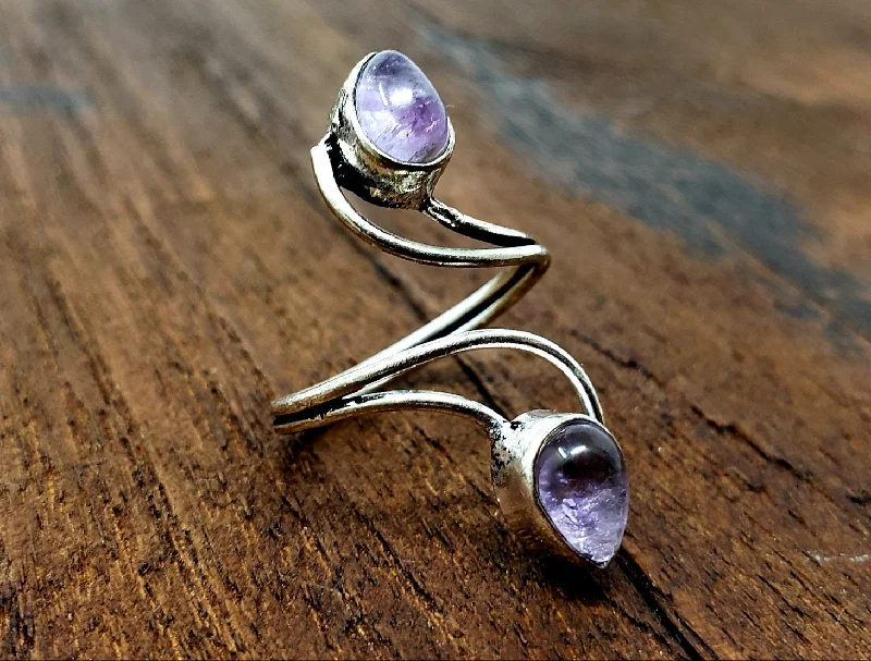 Oval stone rings-Amethyst Vortex Ring