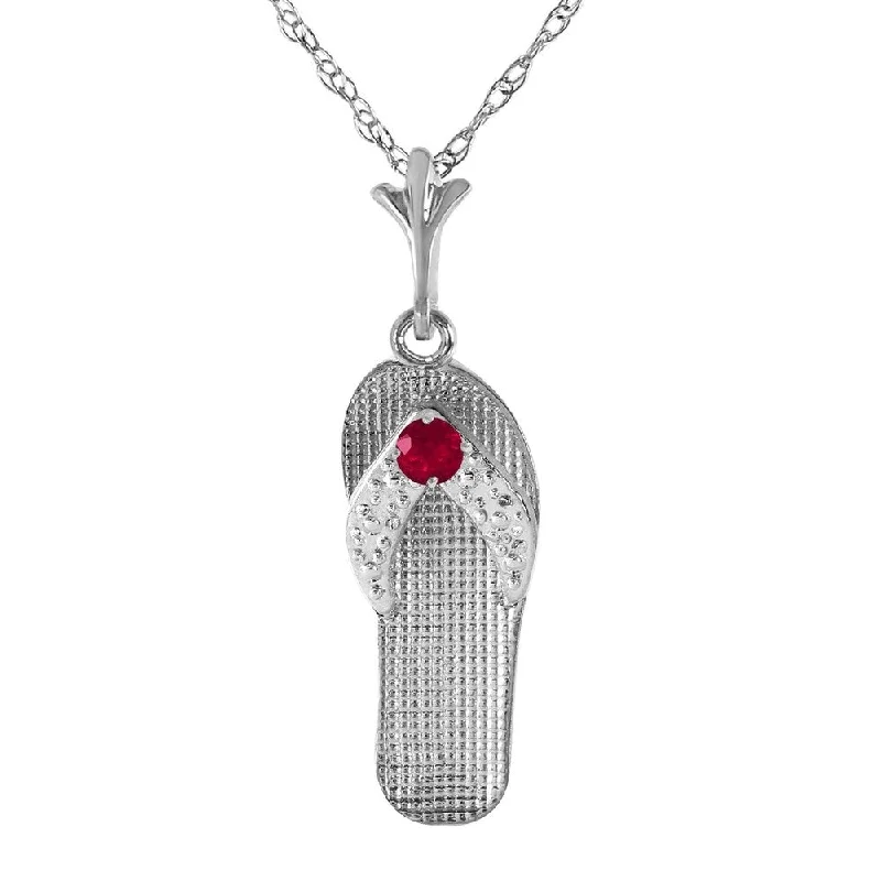 Stellar star necklaces-0.15 Carat 14K White Gold Shoes Necklace Natural Ruby