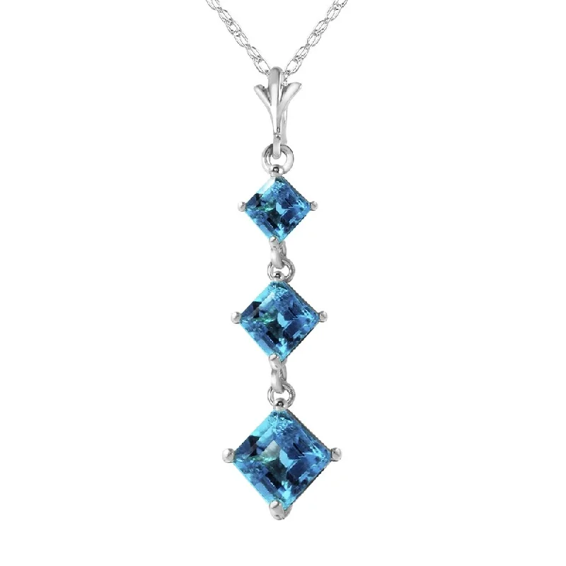 Cosmic charm necklaces-2.4 Carat 14K White Gold A Tousand Times Blue Topaz Necklace