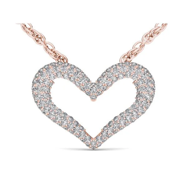 Tide shape necklaces-De Couer 10k Rose Gold 1/3ct TDW Diamond Heart Necklace - Pink