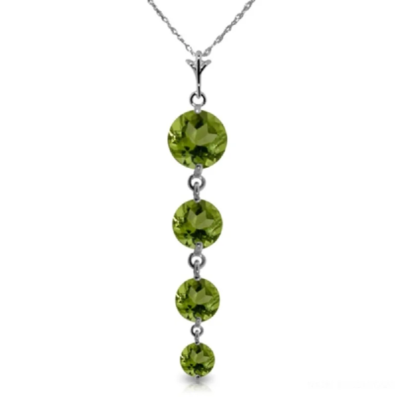 Round pendant necklaces-3.9 Carat 14K White Gold Partake Peridot Necklace