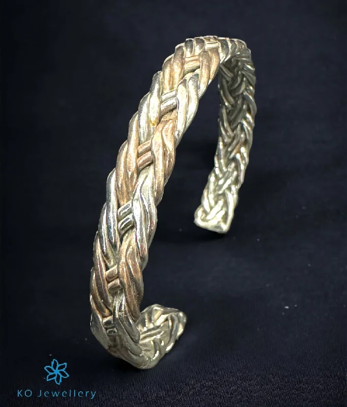 Bold geometric bangles-The Woven Silver Open Bracelet