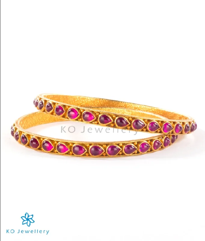 Oval shape bangles-The Deepita Silver Kempu Bangle (Size 2.2/2.6/2.8)