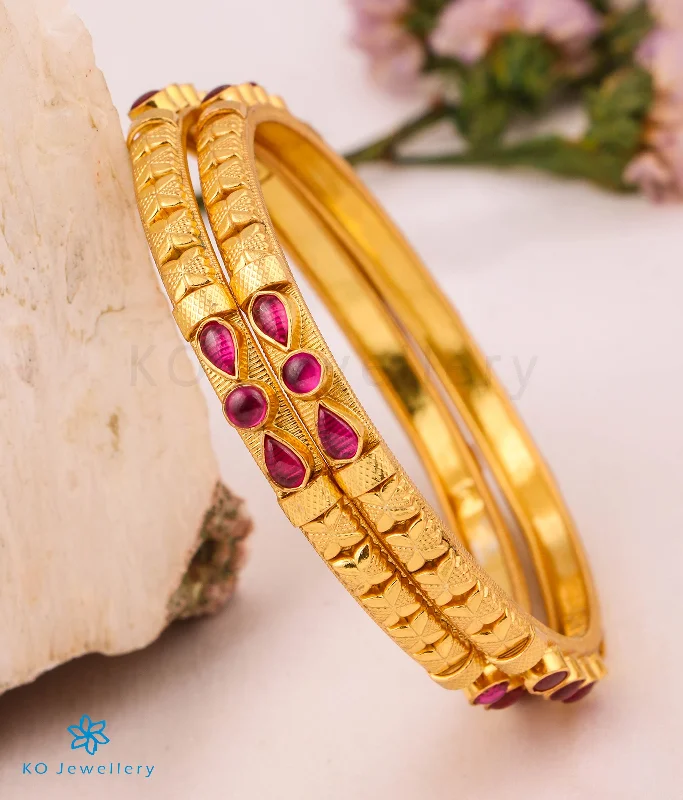 Astro charm bangles-The Ruchi Silver Kempu Bangle (Red Size/2.2/2.4/2.6/2.8)