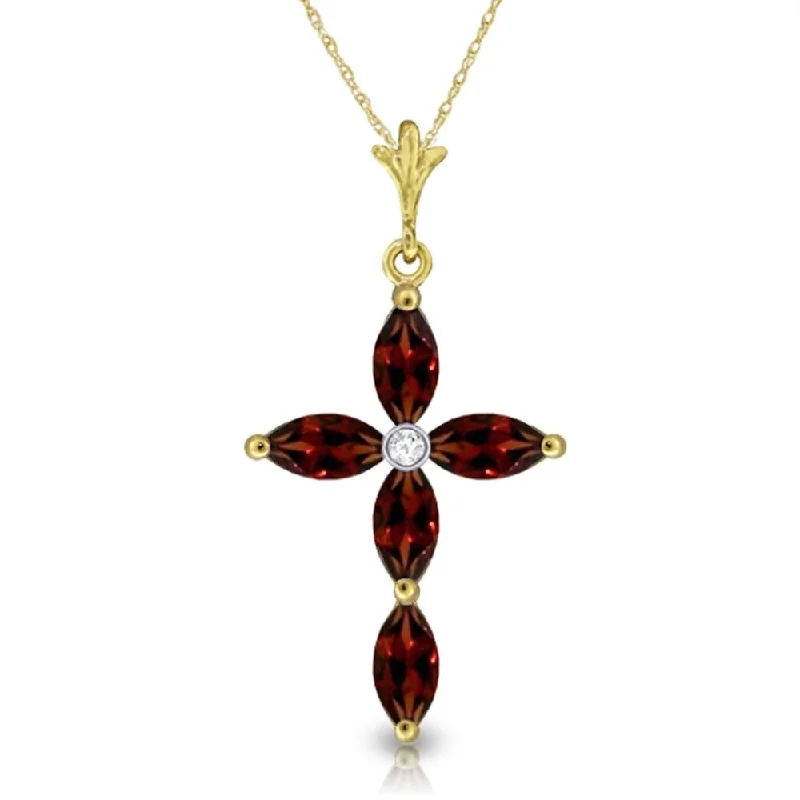 Radiant star necklaces-1.23 Carat 14K Gold Necklace Natural Diamond Garnet