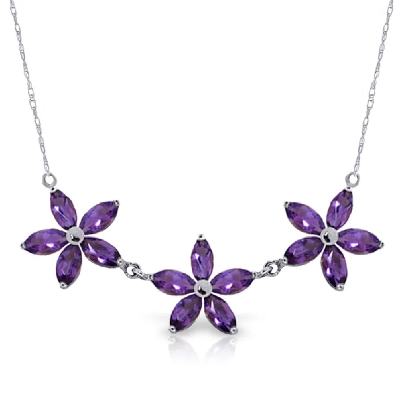 Spiral braid necklaces-4.2 Carat 14K White Gold I Can Flourish Amethyst Necklace