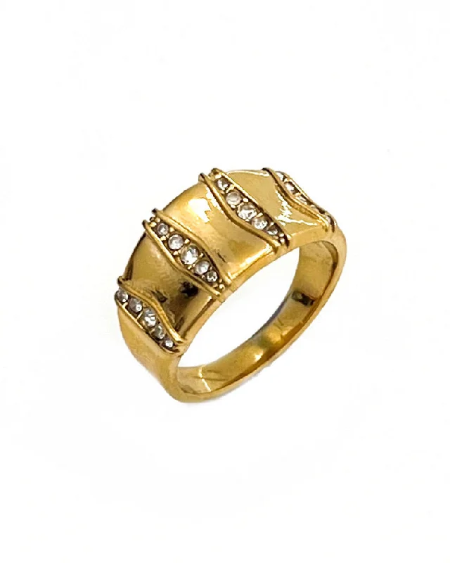 Elegant design rings-Ruth Crystal Gold Ring