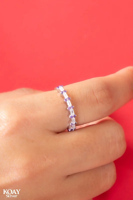 Bead row rings-Zircon Ring (065-Purple)