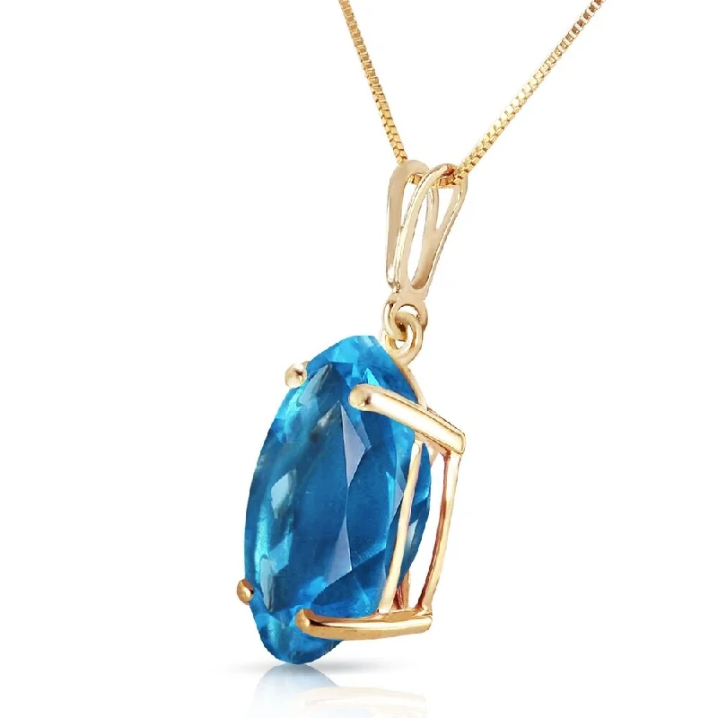 Multi-link necklaces-8 Carat 14K Solid Gold Necklace Oval Blue Topaz