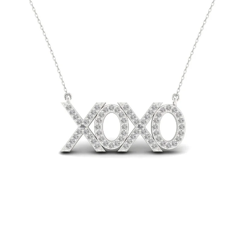 Fine thread necklaces-S925 Sterling Silver 1/5ct TDW Diamond XOXO Necklace